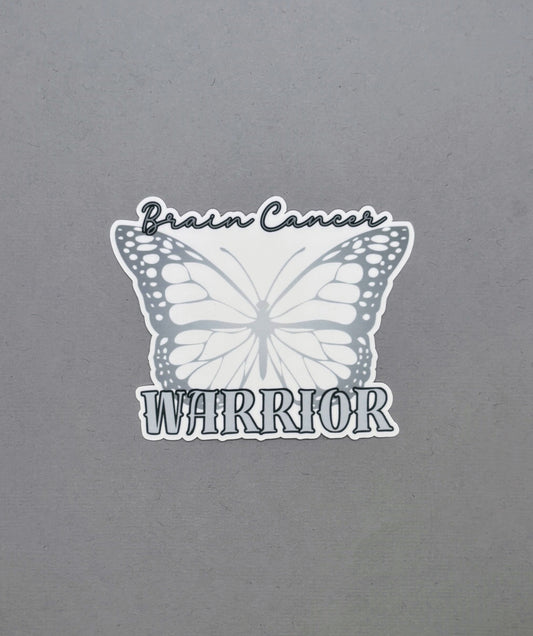 Brain Cancer Warrior Butterfly Sticker