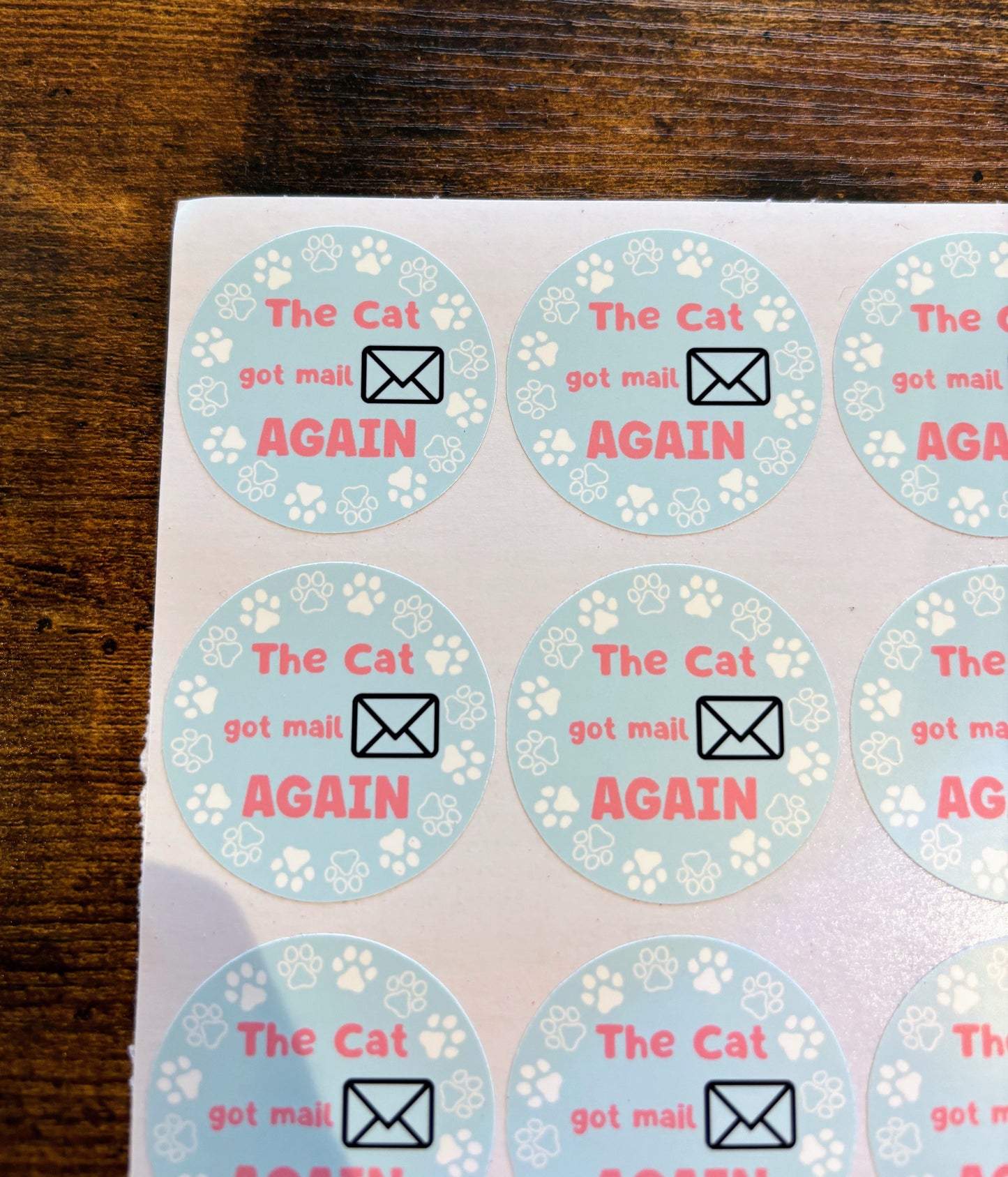 The Cat got mail again Small Business Packaging Stickers - 12 stickers