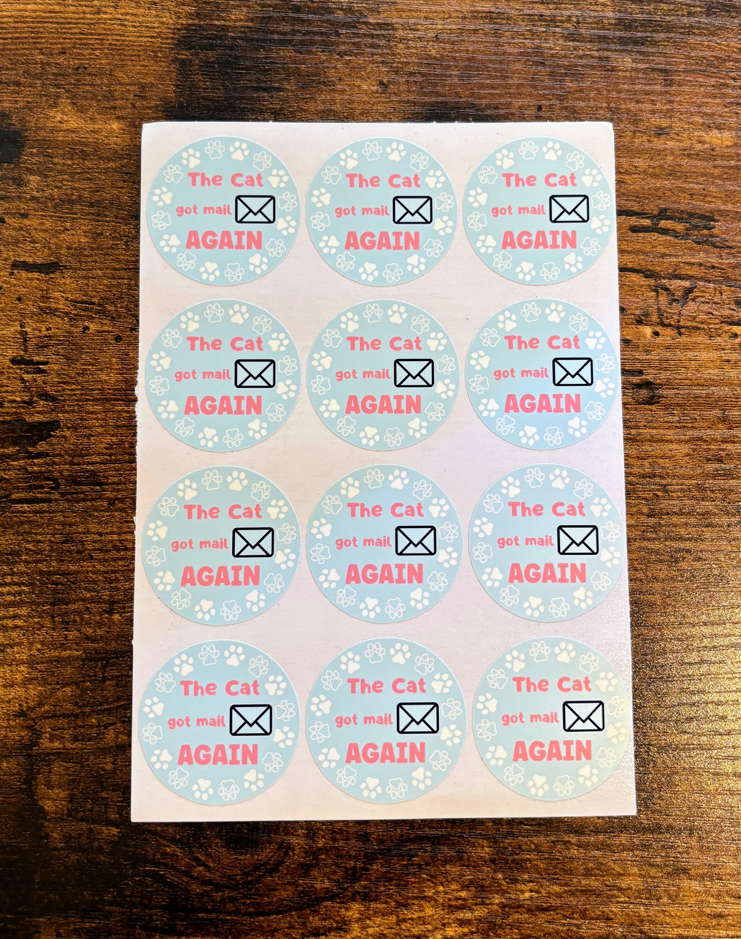 The Cat got mail again Small Business Packaging Stickers - 12 stickers