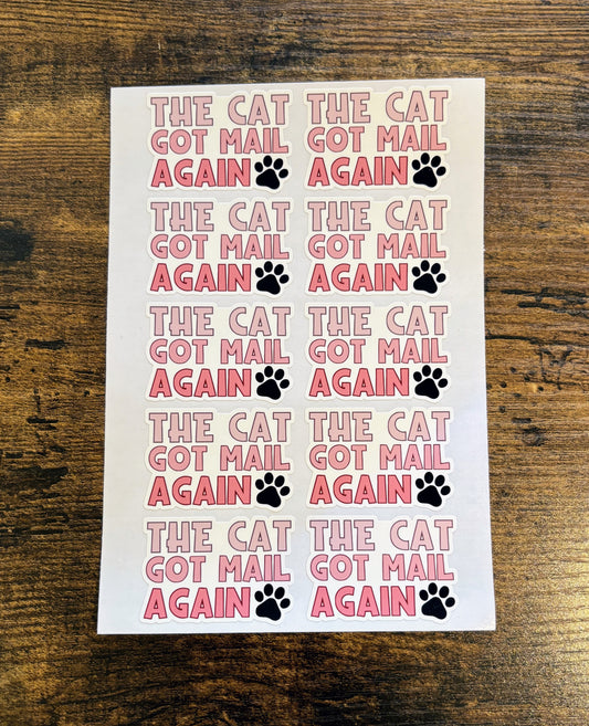 The Cat Got Mail Again - Packaging Stickers - 10 stickers