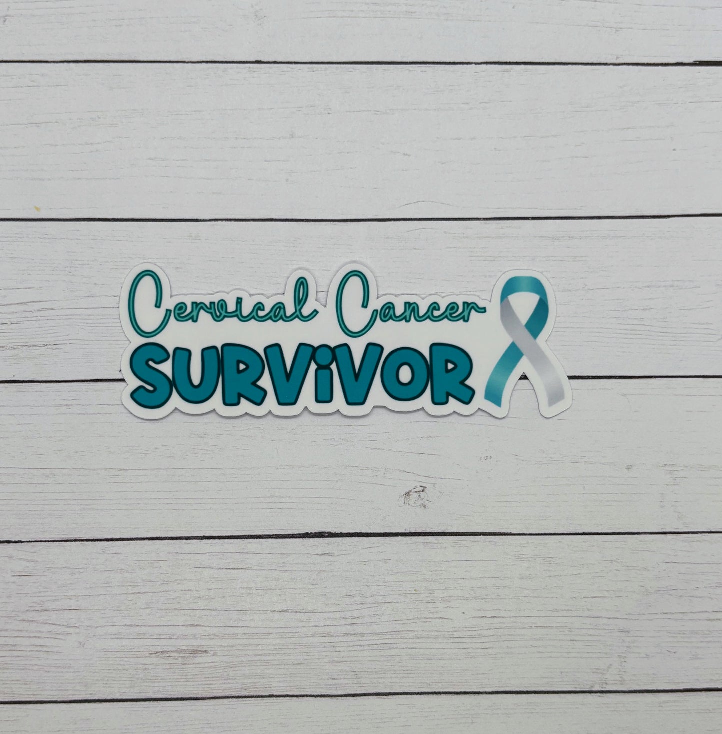 Cervical Cancer Survivor with Ribbon Sticker