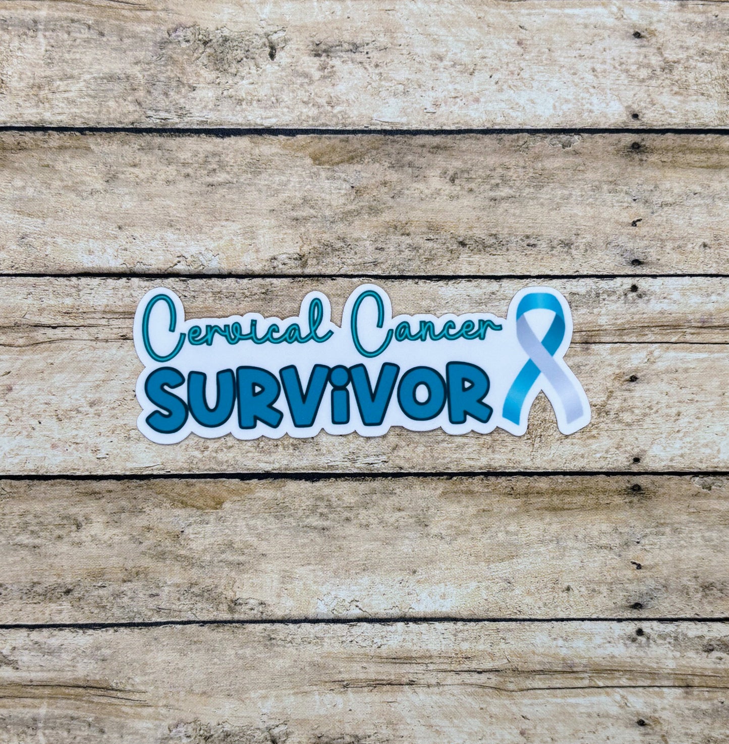 Cervical Cancer Survivor with Ribbon Sticker