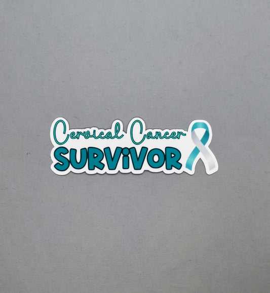 Cervical Cancer Survivor with Ribbon Sticker