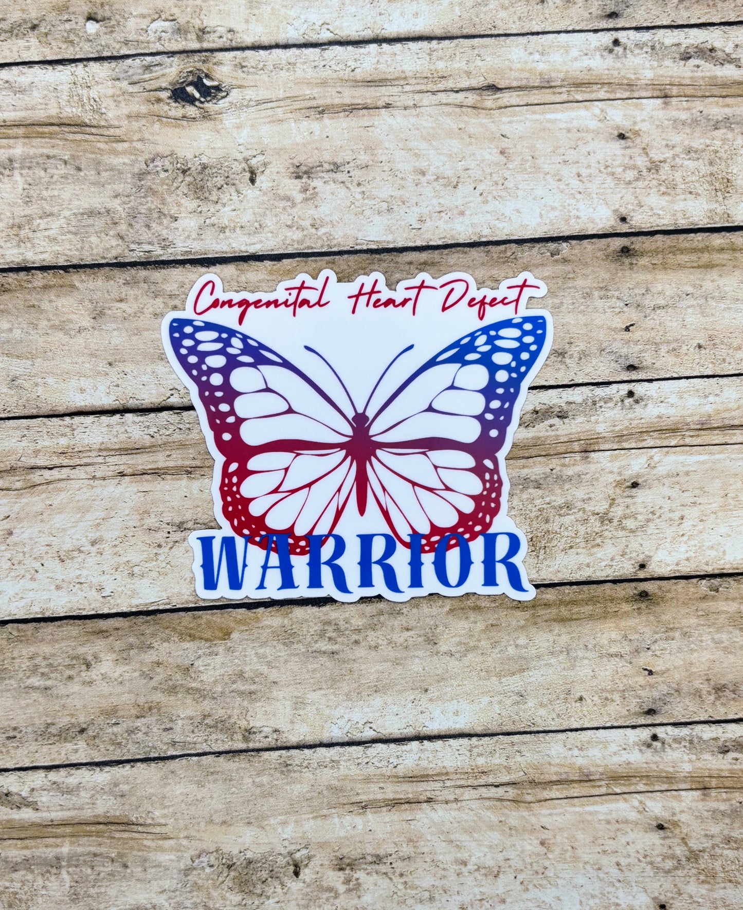 Congenital Heart Defect Warrior Butterfly Sticker