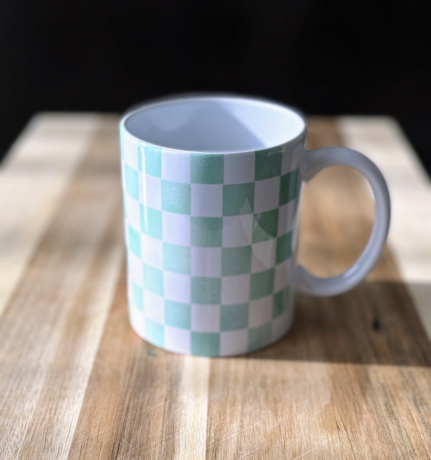 Green Checkered 12 oz Coffee Mug