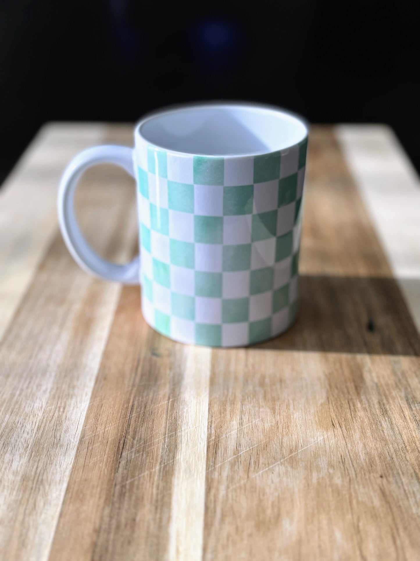 Green Checkered 12 oz Coffee Mug