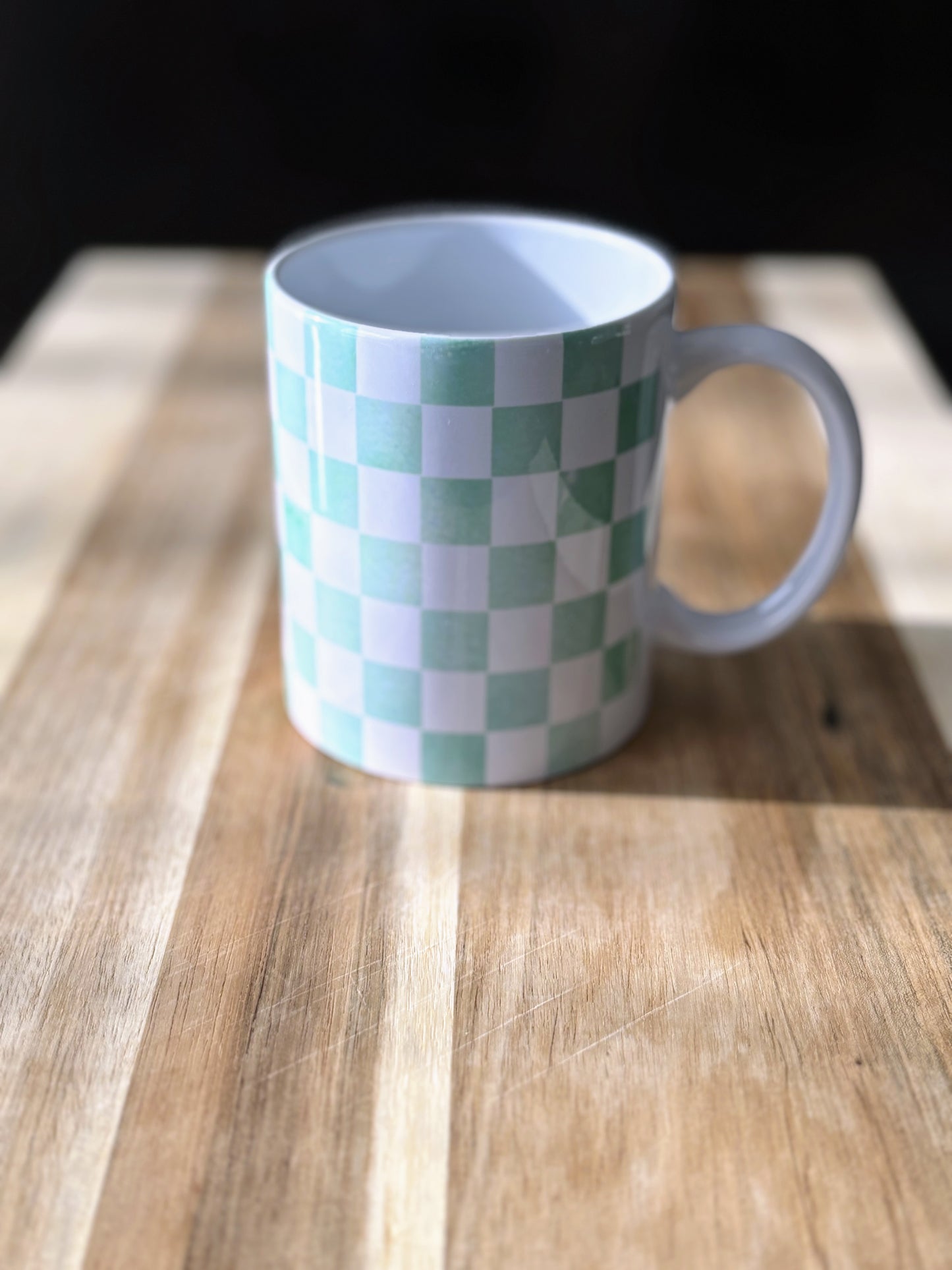 Green Checkered 12 oz Coffee Mug