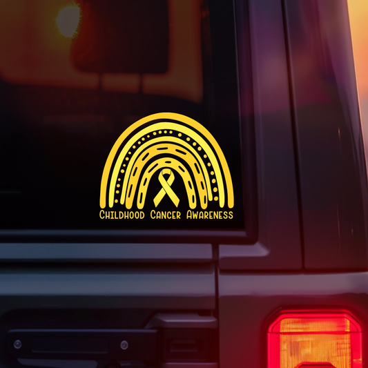 Childhood Cancer Awareness Rainbow Car Decal