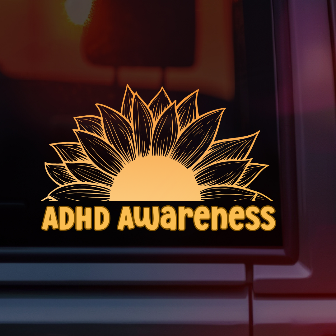 ADHD Awareness Sunflower Car Decal
