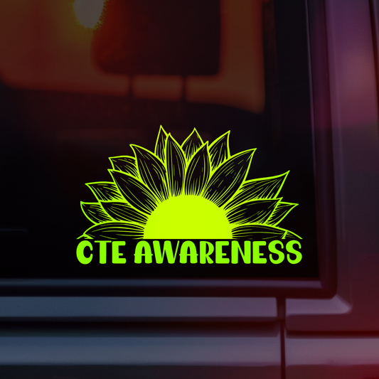 CTE Awareness Sunflower Car Decal | Chronic Traumatic Encephalopathy Awareness
