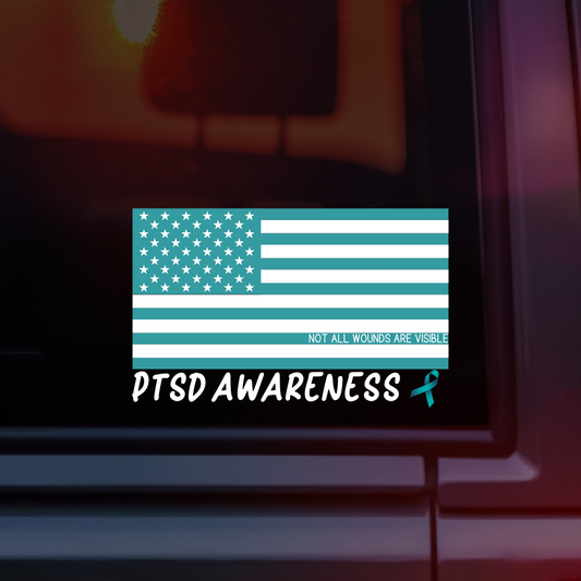 PTSD Awareness with Flag Car Decal