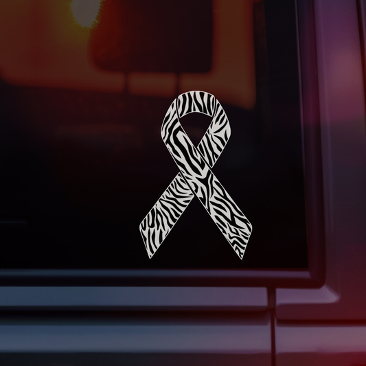 Zebra Print Awareness Ribbon Car Decal