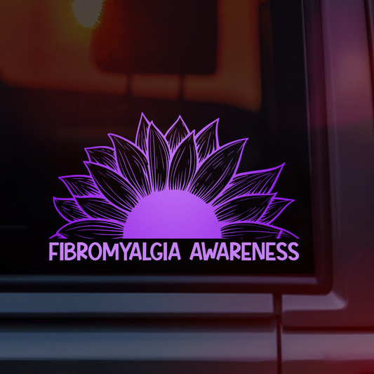 Fibromyalgia Awareness Sunflower Car Decal