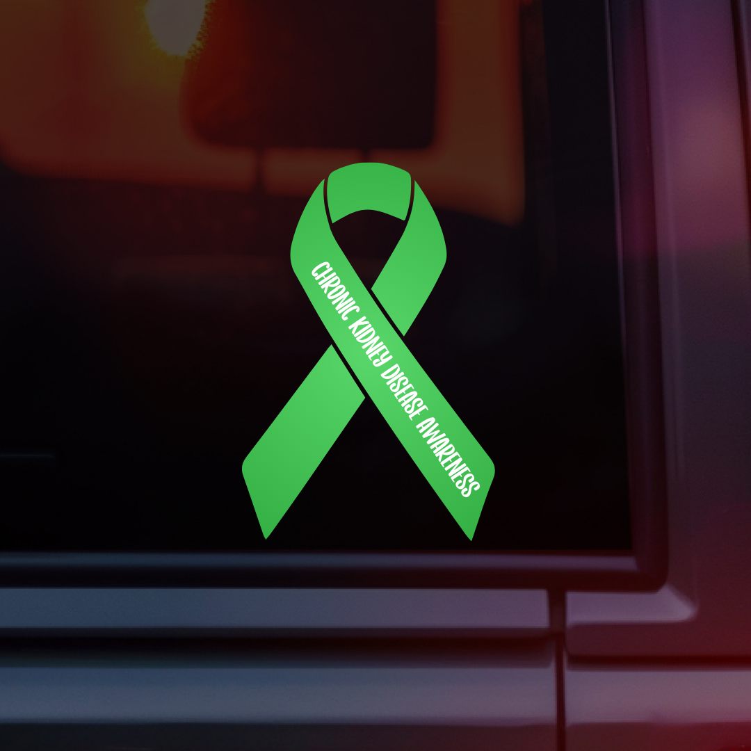 Chronic Kidney Disease Awareness Ribbon Car Decal