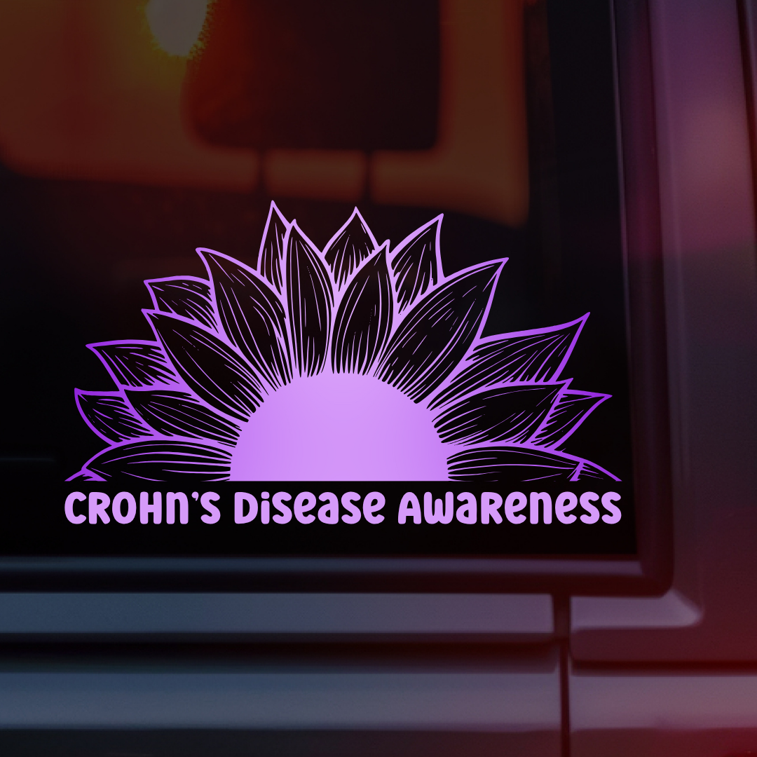 Crohn's Disease Awareness Sunflower Car Decal