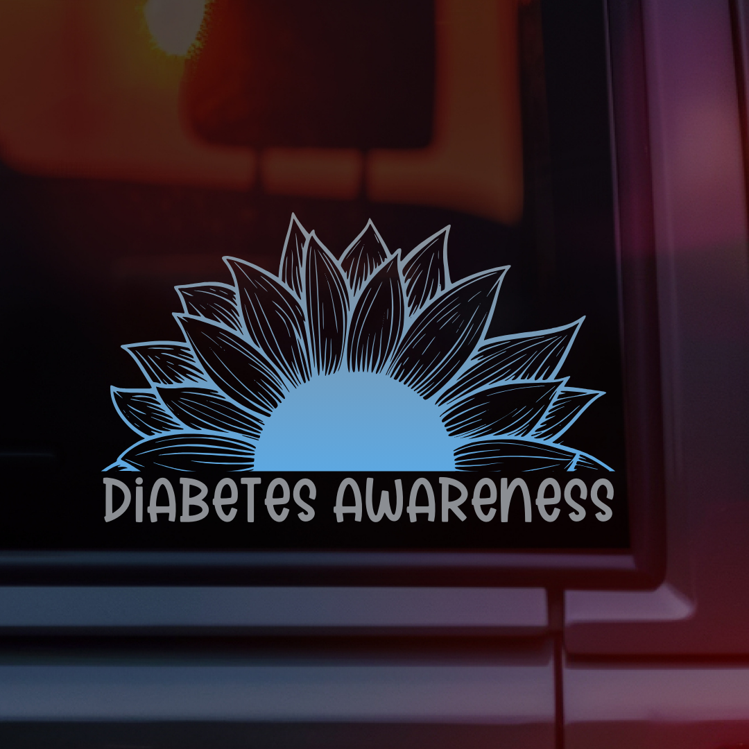 Diabetes Awareness Sunflower Car Decal