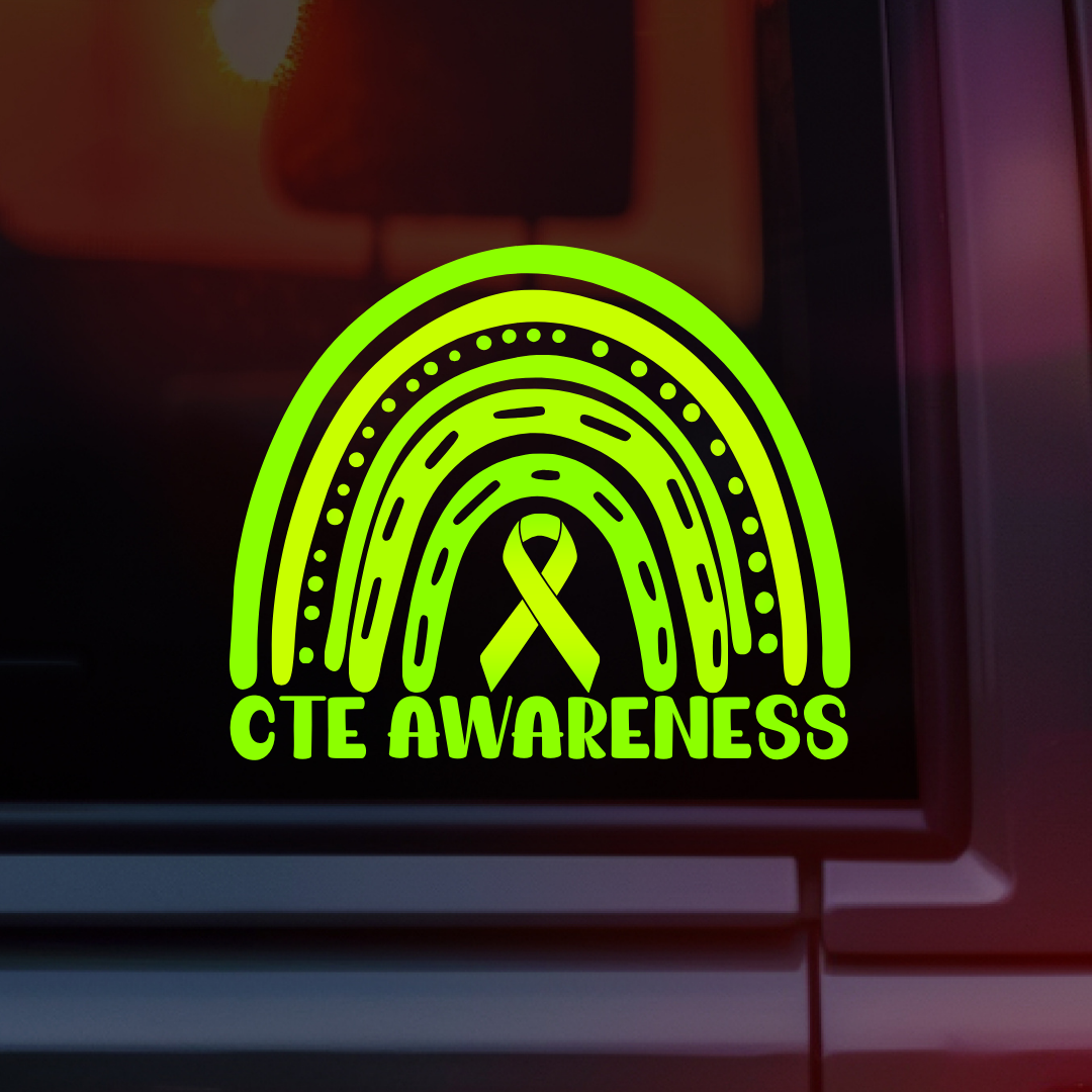 CTE Awareness Rainbow Car Decal