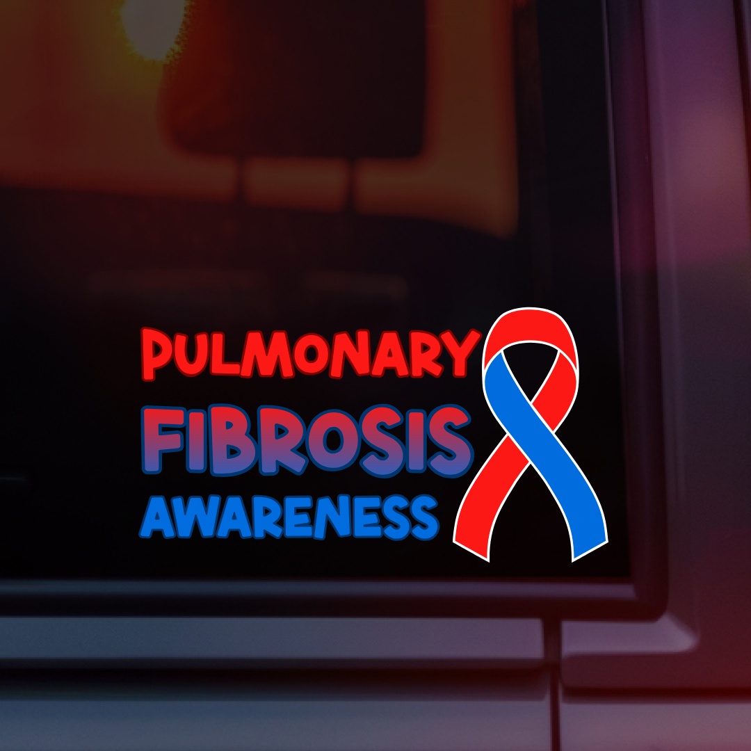Pulmonary Fibrosis Awareness with Ribbon Car Decal