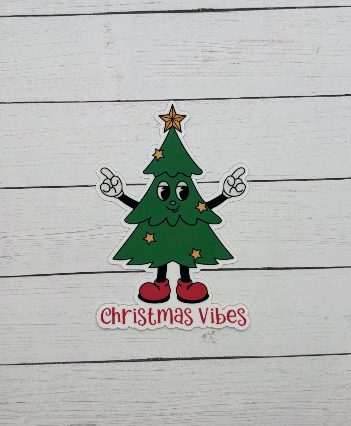 Christmas Vibes Retro Christmas Tree Sticker