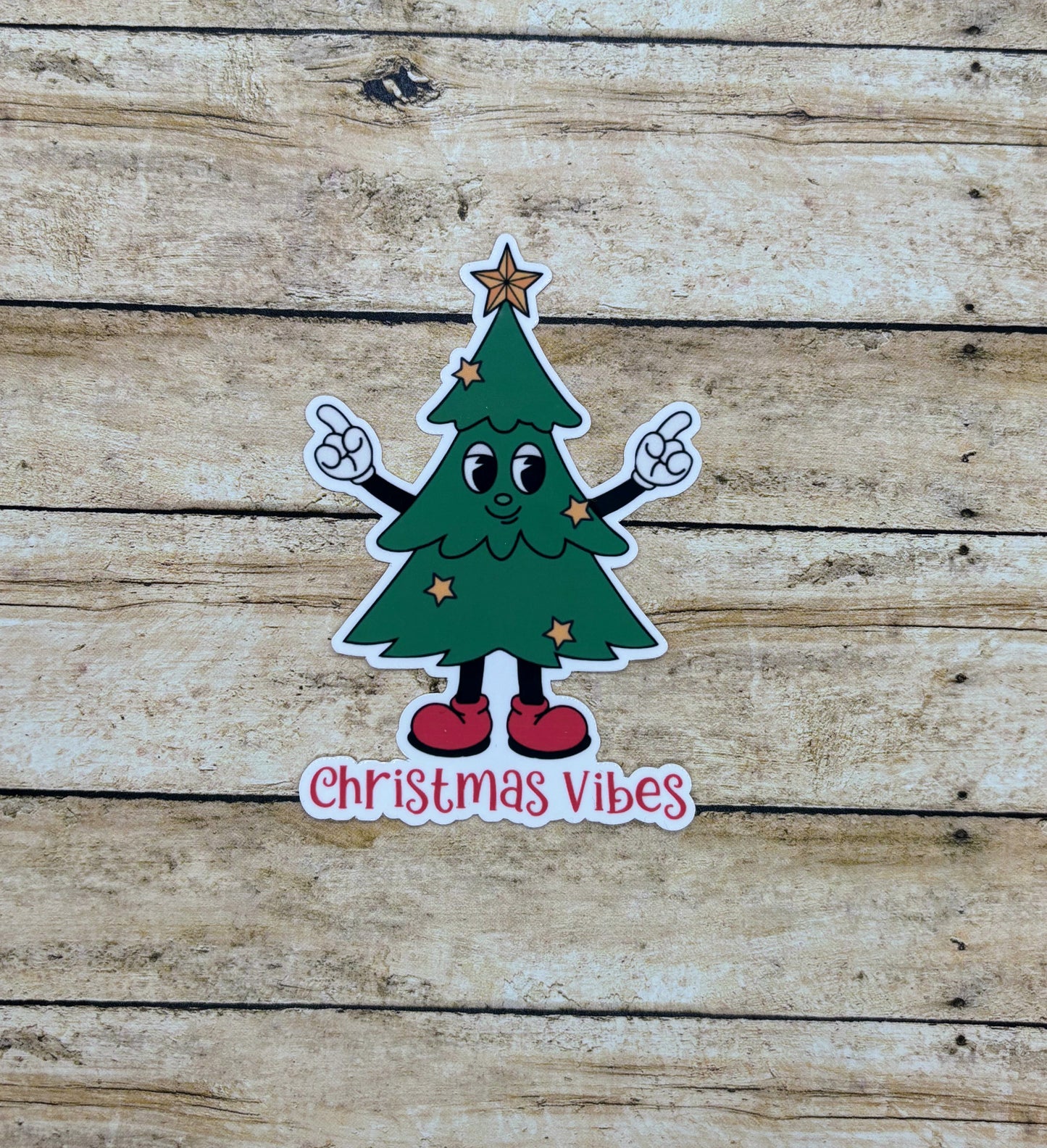 Christmas Vibes Retro Christmas Tree Sticker