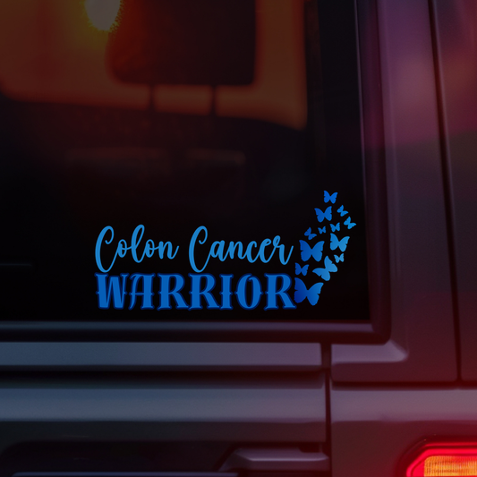 Colon Cancer Warrior with Butterflies Car Decal