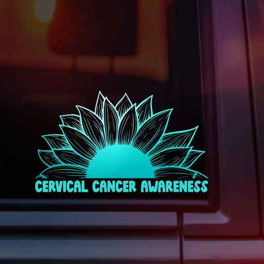 Cervical Cancer Awareness Sunflower Car Decal