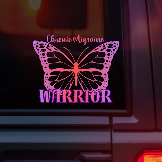 Chronic Migraine Warrior Butterfly Car Decal
