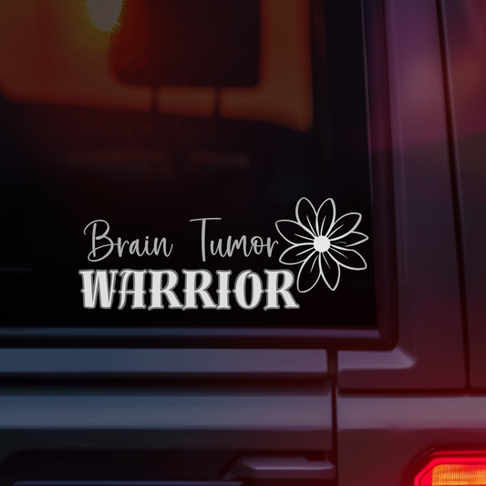 Brain Tumor Warrior with Flower Car Decal