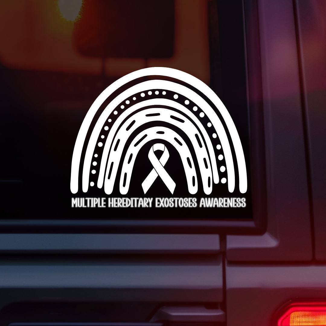 Multiple Hereditary Exostoses (MHE) Awareness Rainbow Car Decal