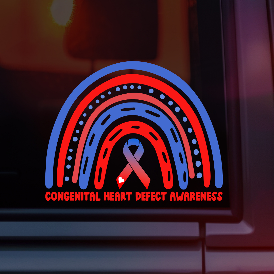 Congenital Heart Defect Awareness Rainbow Car Decal