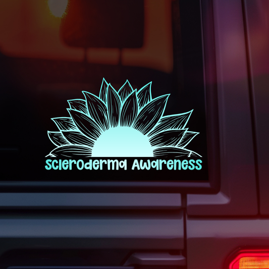 Scleroderma Awareness Sunflower Car Decal