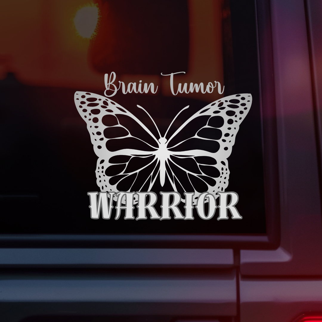 Brain Tumor Warrior Butterfly Car Decal