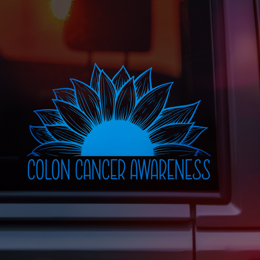 Colon Cancer Awareness Sunflower Car Decal
