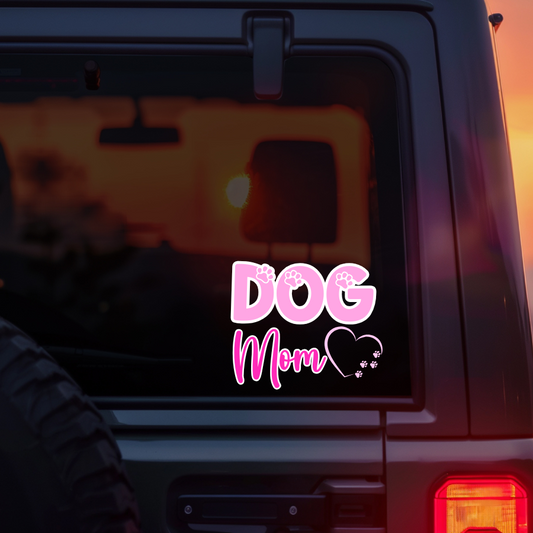 Dog Mom Pink Car Decal