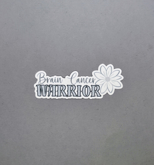 Brain Cancer Warrior Flower Sticker