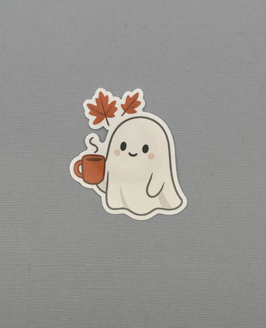 Ghost with Coffee Sticker