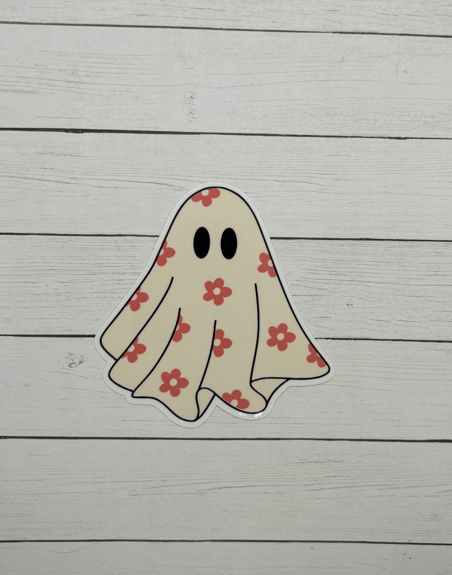 Ghost with Flowers Sticker