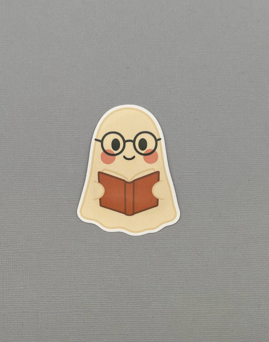 Ghost with Glasses & Book Sticker