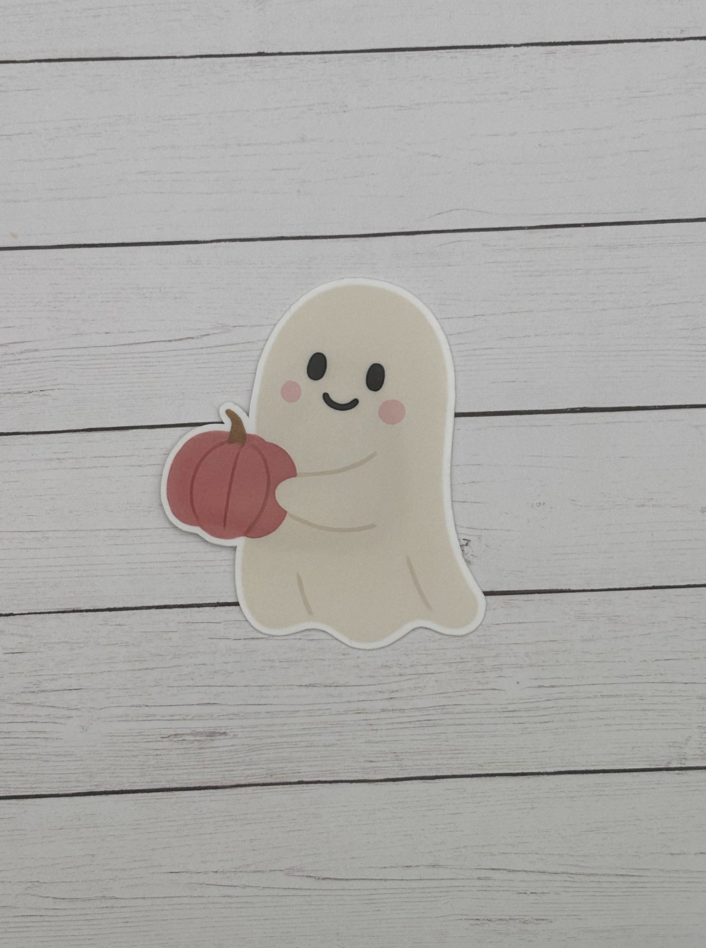 Ghost with Pink Pumpkin Sticker