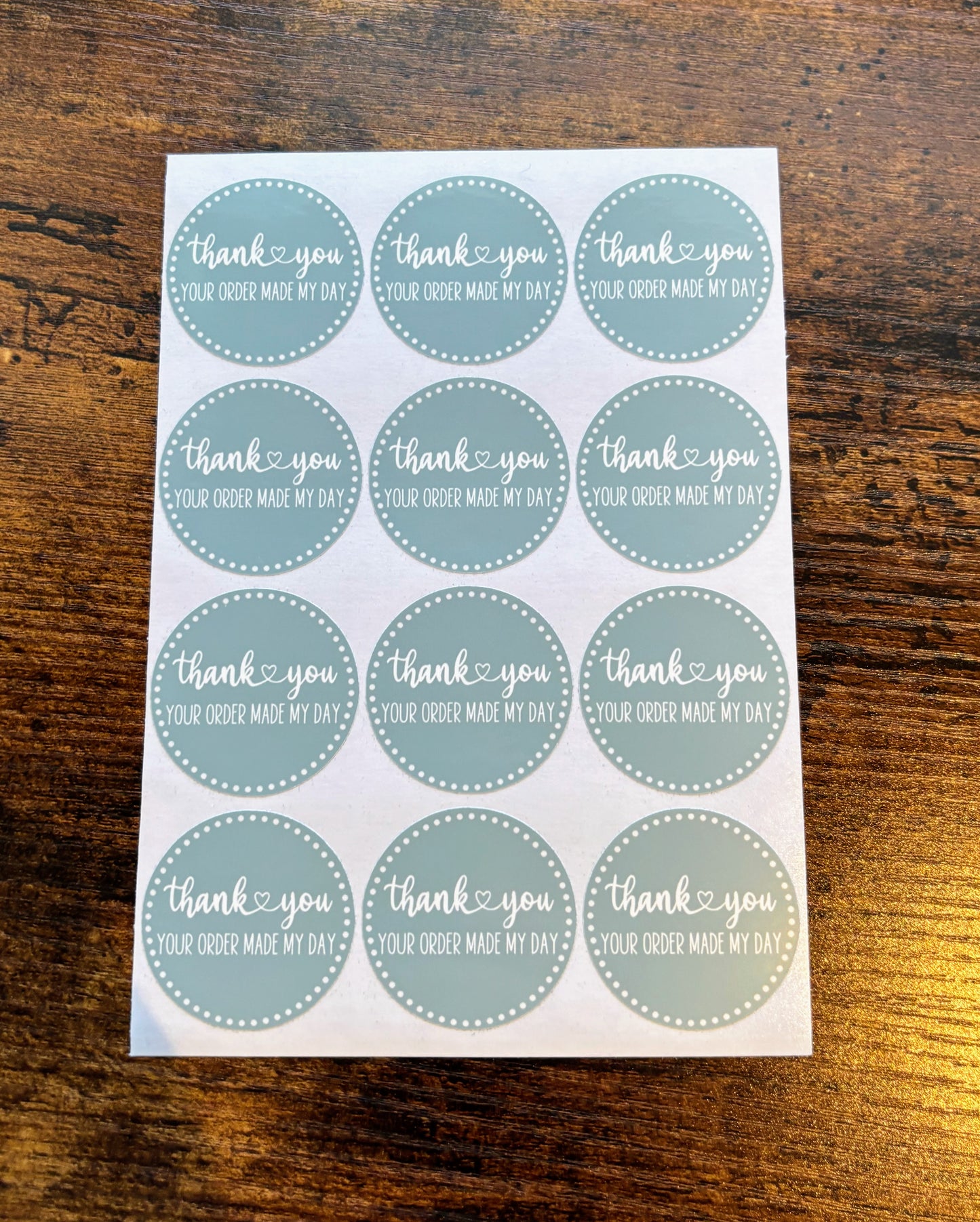 Thank you Your Order Made My Day Packaging Stickers - Boho Green