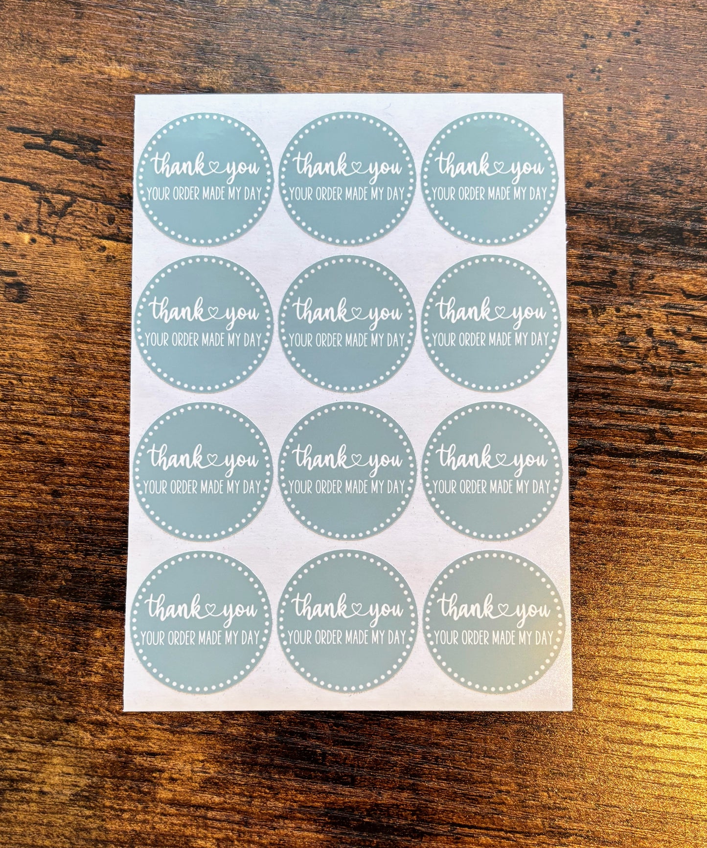 Thank you Your Order Made My Day Packaging Stickers - Boho Green