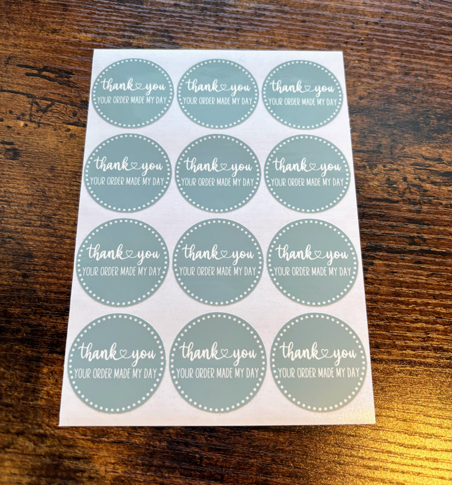 Thank you Your Order Made My Day Packaging Stickers - Boho Green