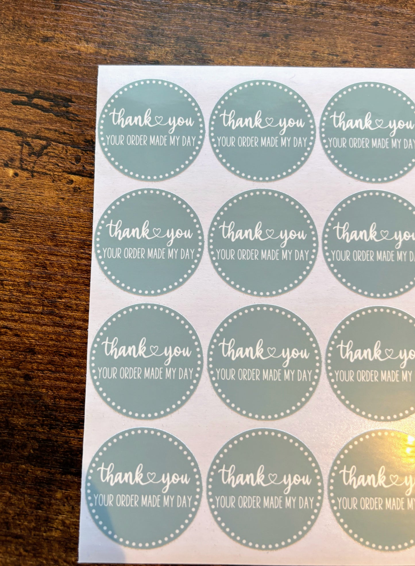 Thank you Your Order Made My Day Packaging Stickers - Boho Green