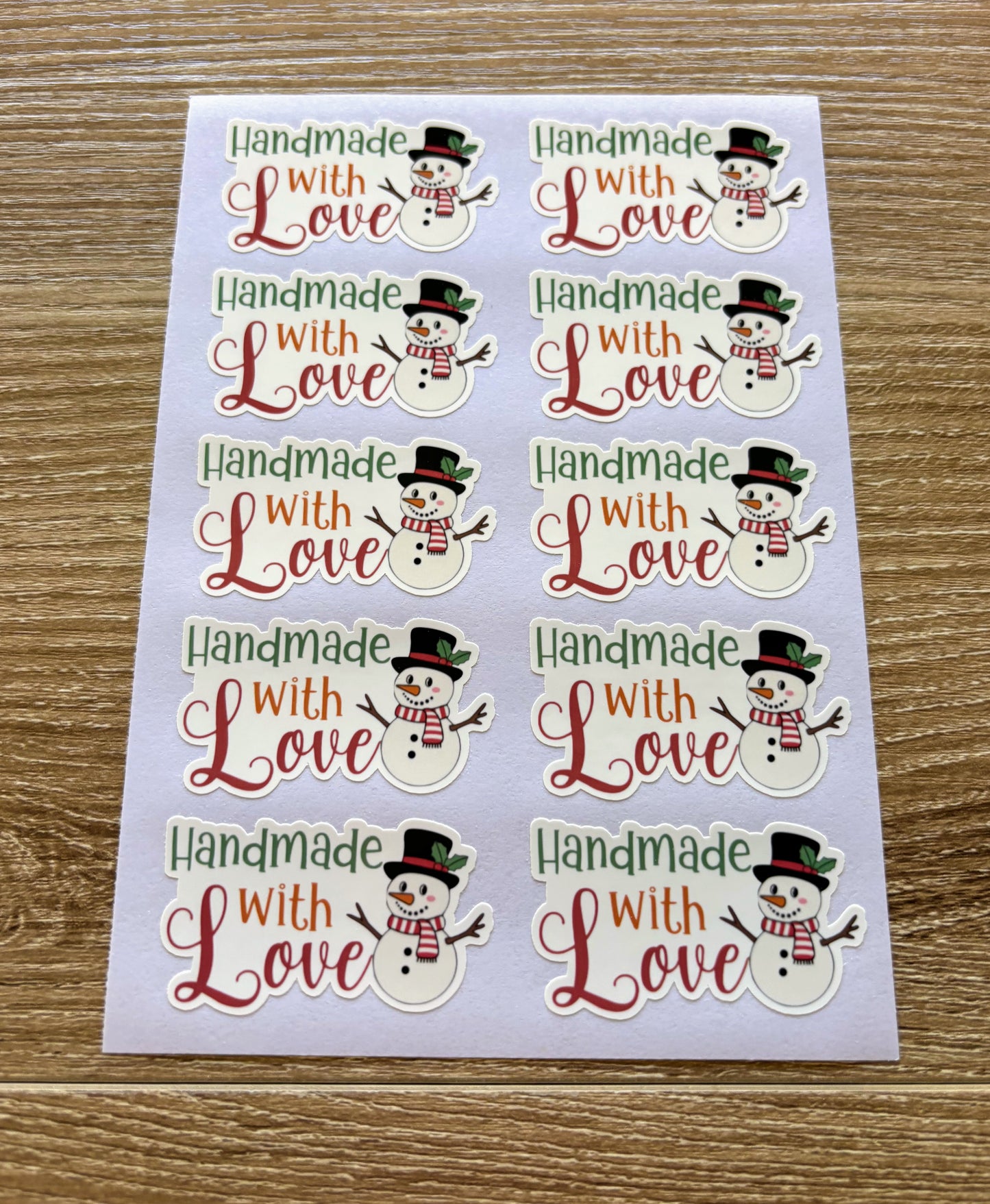 Handmade with Love Snowman Packaging Stickers