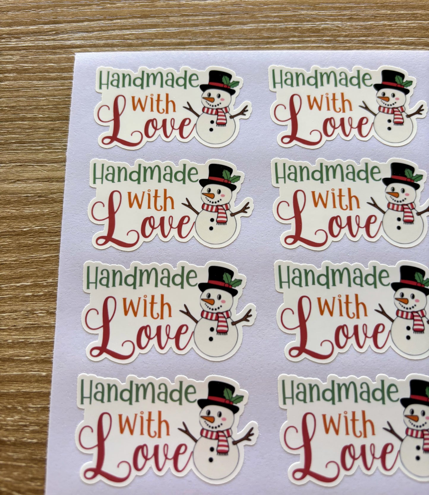 Handmade with Love Snowman Packaging Stickers