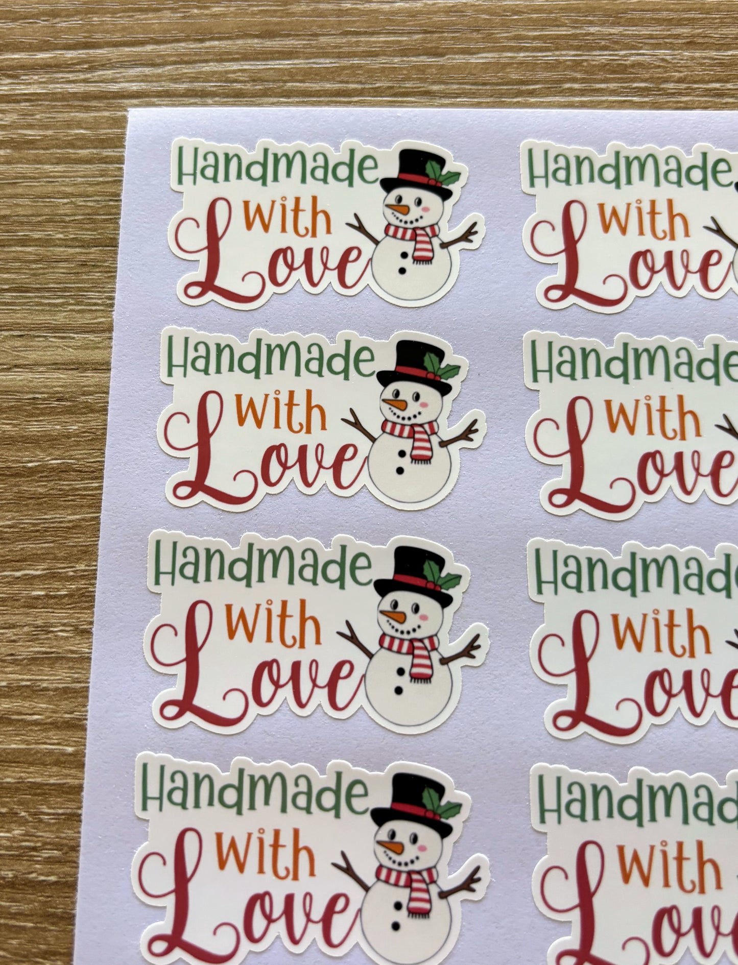 Handmade with Love Snowman Packaging Stickers