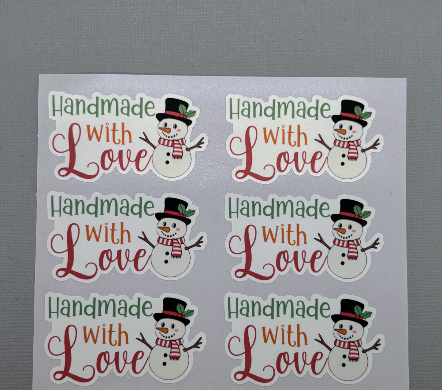 Handmade with Love Snowman Packaging Stickers