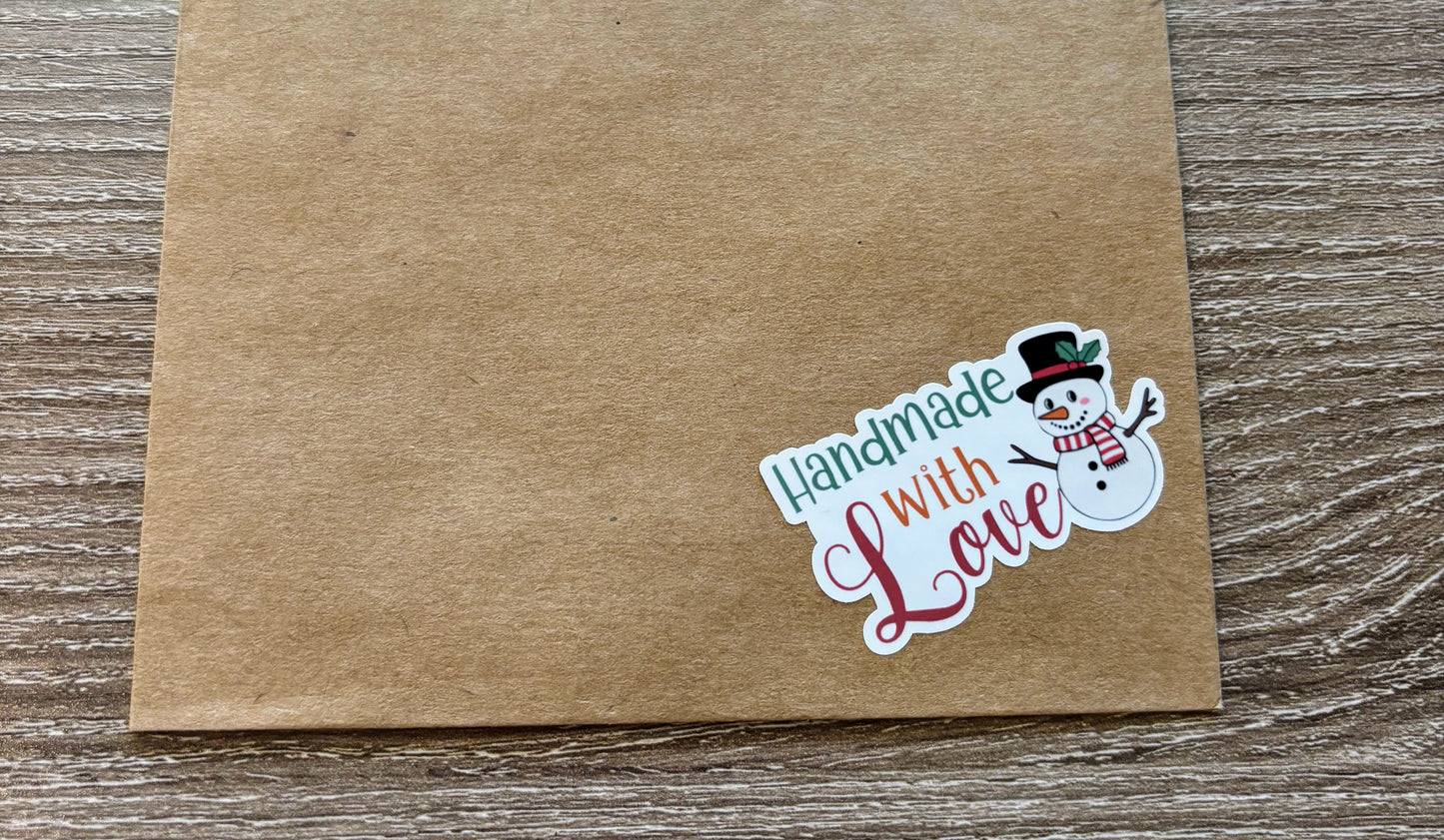 Handmade with Love Snowman Packaging Stickers