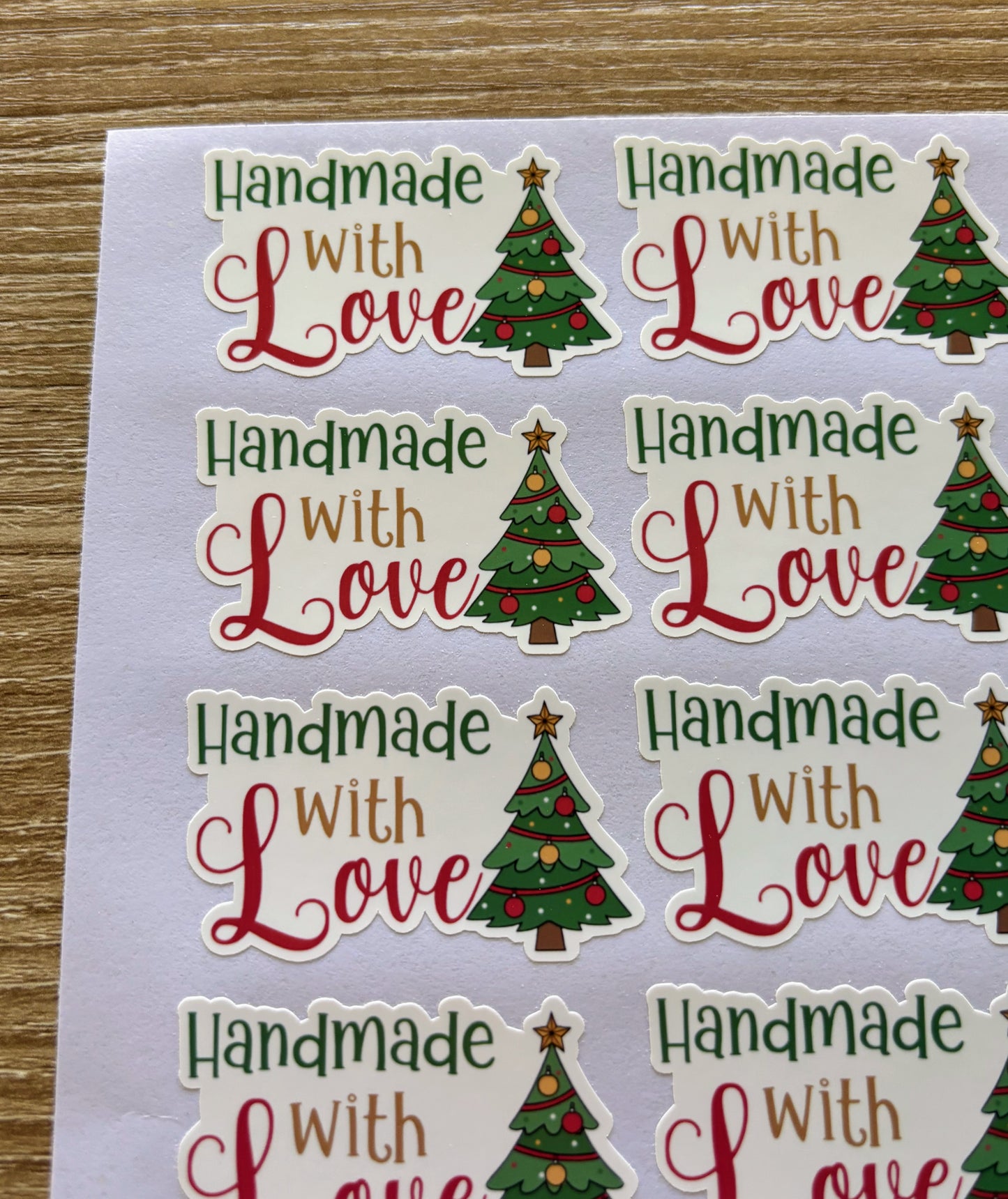 Handmade with Love Christmas Tree Packaging Stickers