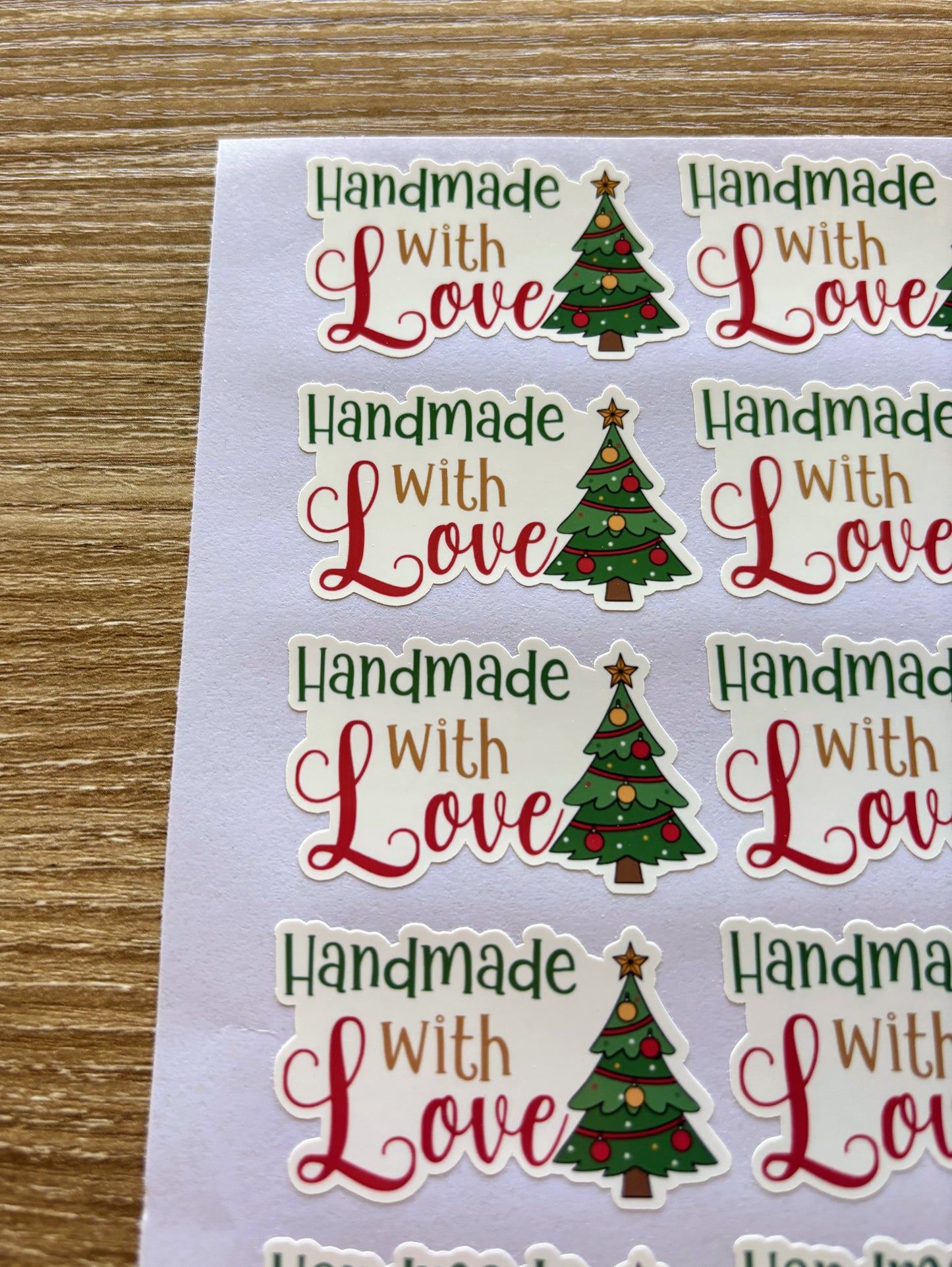 Handmade with Love Christmas Tree Packaging Stickers